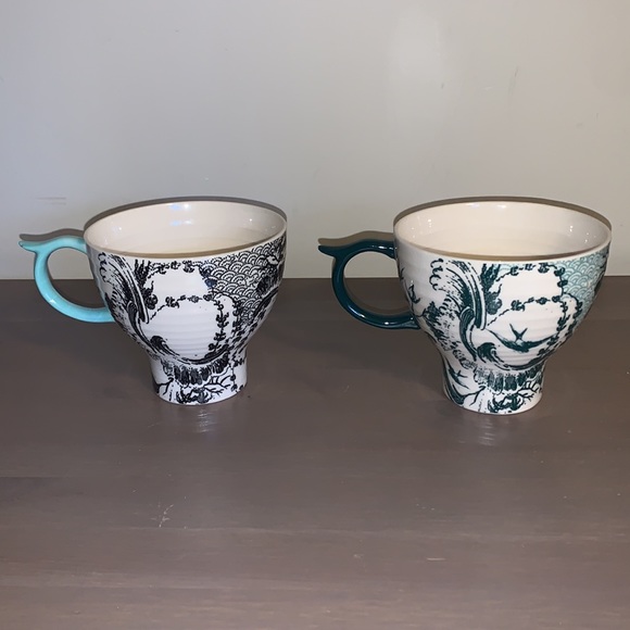 Anthropologie Unicorn and Zebra Chinoiserie Ceramic Mugs - Picture 5 of 13